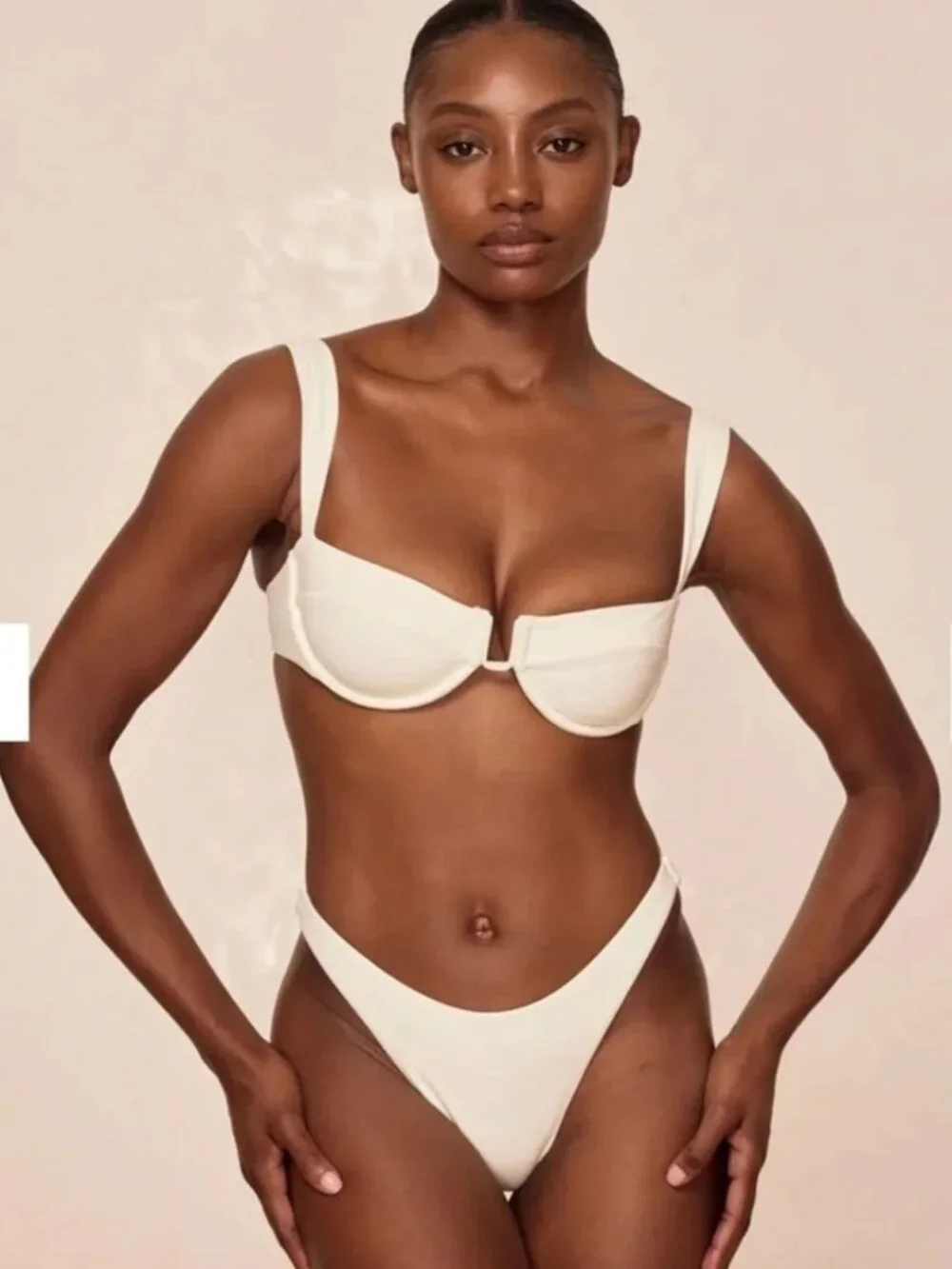 NWT ** Monday Swimwear Champagne Shiny Jersey Bikini ** Size 12-14